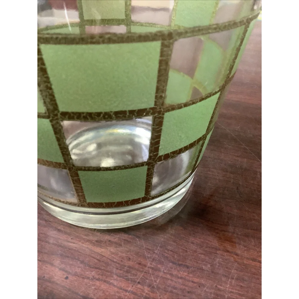 Culver 22K Gold Green Ice Bucket 4.75” MCM Vintage